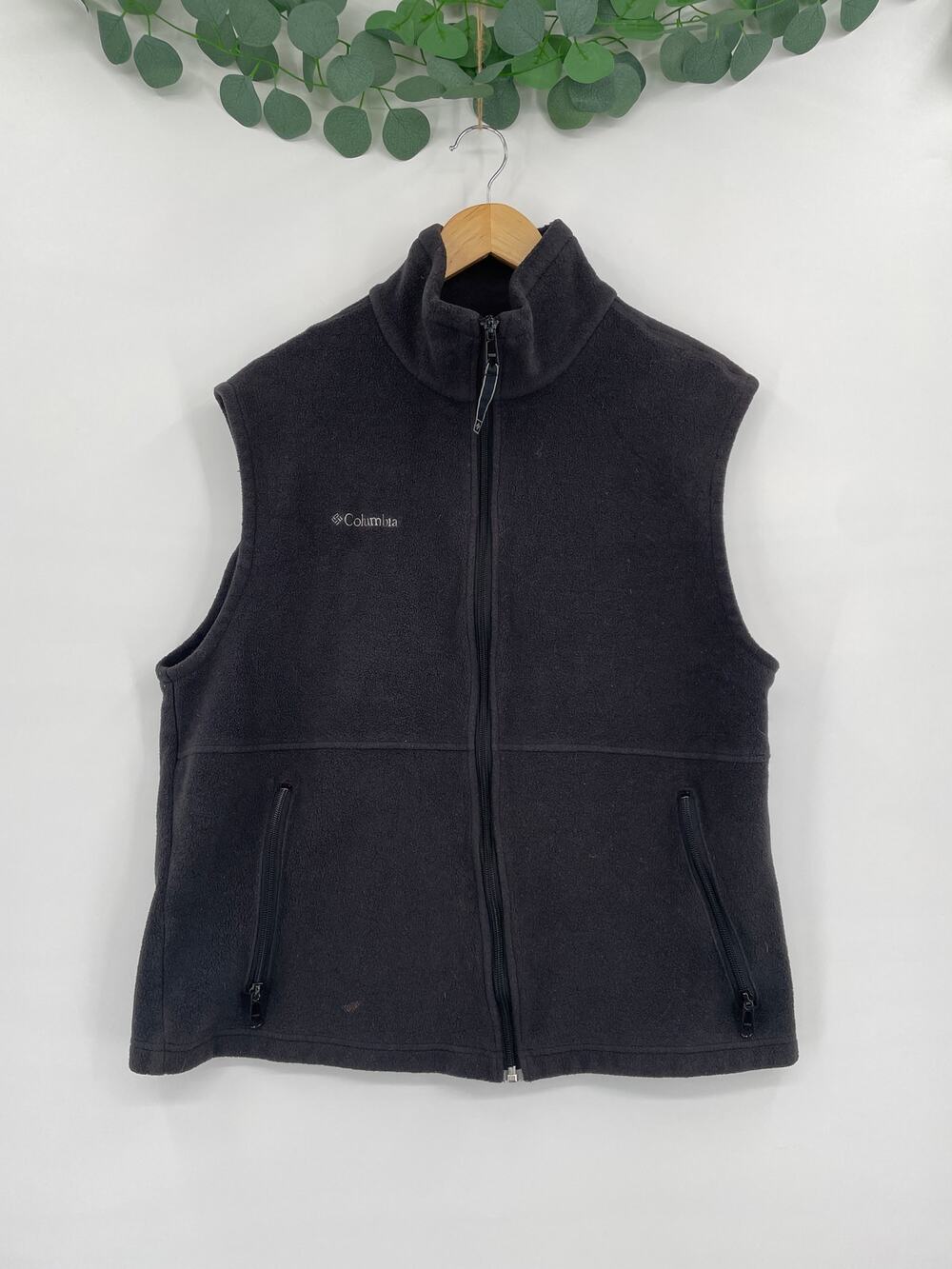 Columbia Mens Charcoal Black Zipper Fleece Vest  Large